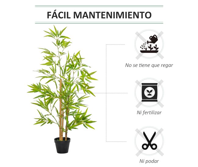 Bambú Artificial PE, PP, Cimento Outsunny, casa - decoração Verde