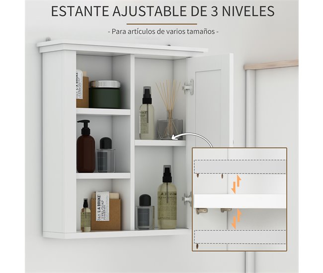 Armário de banheiro MDF, Aglomerado HOMCOM, casa - casa de banho Branco