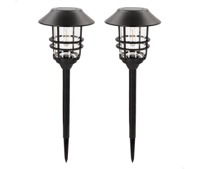 Aktive Conjunto de 2 balizas LED solares, luz quente 6 lúmens Preto