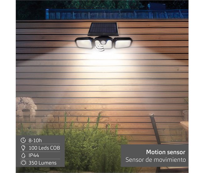 Aktive Pack 4 apliques solares LED com sensor de movimento Preto