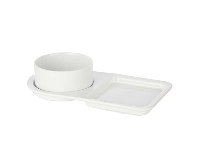 Conjunto de 2 tigelas de porcelana + prato brunch coleção VESSIA Branco