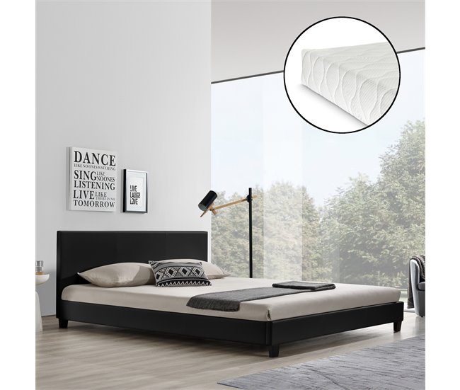 [Corium] Cama moderna em pele sintética Albacete - com colchão 169x210 Branco