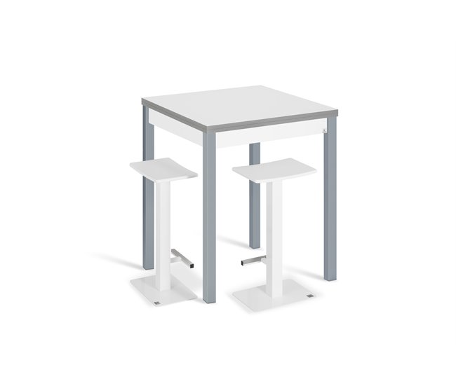 Mesa de cozinha extensível alto B-BOOK 80(160)x80cm Branco/cinza