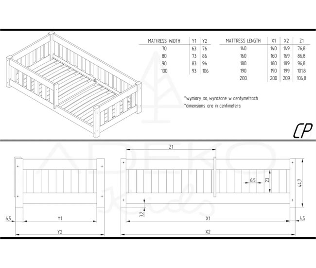 Beliche infantil de madeira CLP Mila 90x140 Natural