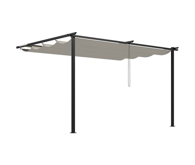 Pérgola de Parede Poliéster e Aço Outsunny Cru