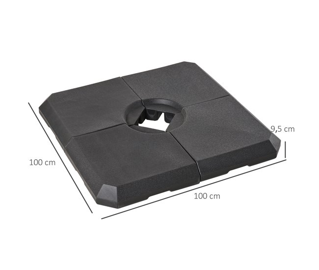 Base Chapéu de Sol HDPE Outsunny 100x100 Preto