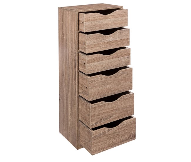 Torre de armazenamento Well Home com 6 gavetas Madeira