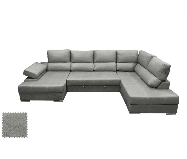 Mega Sofá Cama Chaise Longue Canto Itália 315cm Cimento