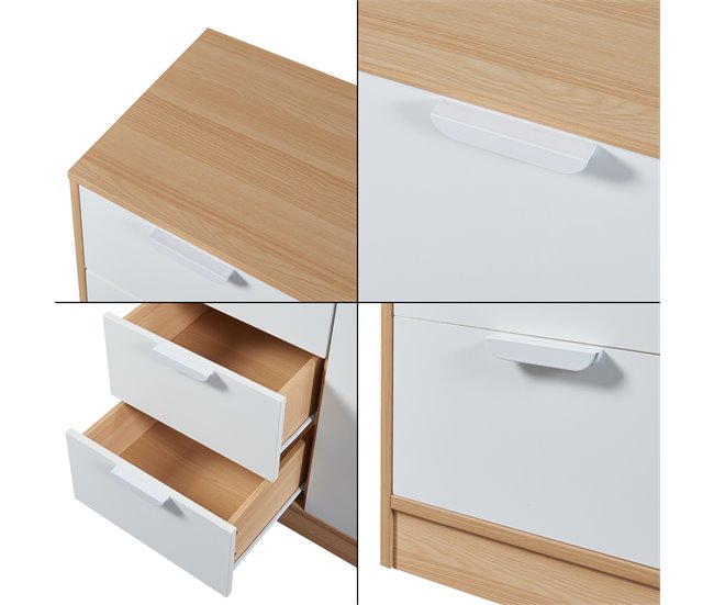 Aparador Varkaus com 4 gavetas + 1 porta MDF 80 Carvalho
