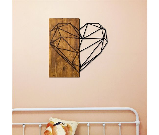 Placa decorativa WOOD HEART em metal negro Preto