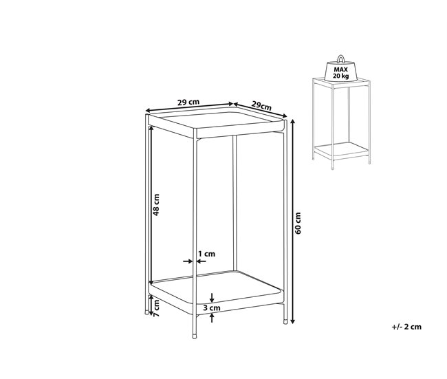 Beliani Mesa auxiliar ALSEA 29x29 Dourado