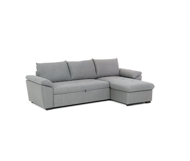 Chaise longue com cama ANTON reversível 3 lugares cinza Cinza
