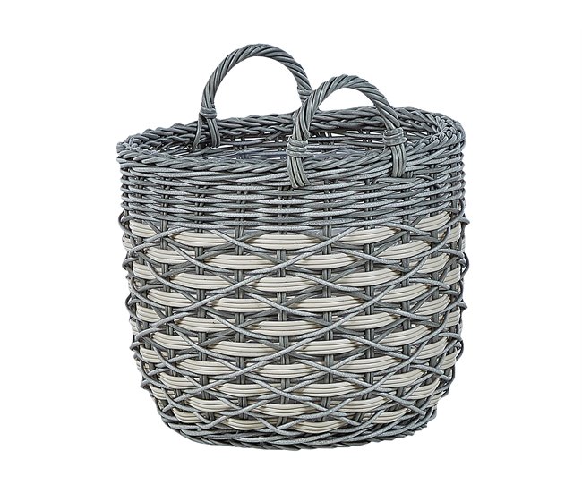 Beliani Conjunto de 3 vasos para plantas GEFIRA Branco/ Bege