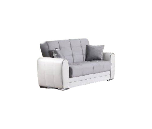 Sofá cama com península de tecido Branco
