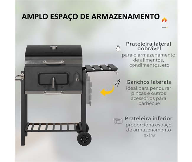 Barbecue a Carvão Aço inoxidável e metal Outsunny Cinza