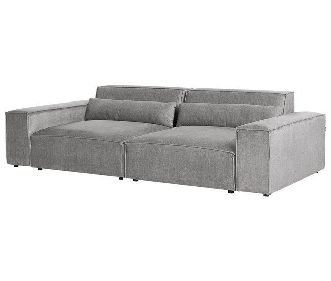 Sofá modular 2 lugares com repousa-pés HELLNAR Cinza