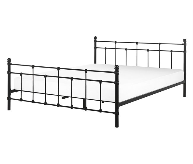 Beliani Cama com estrado Metal LYNX 141x209 Preto