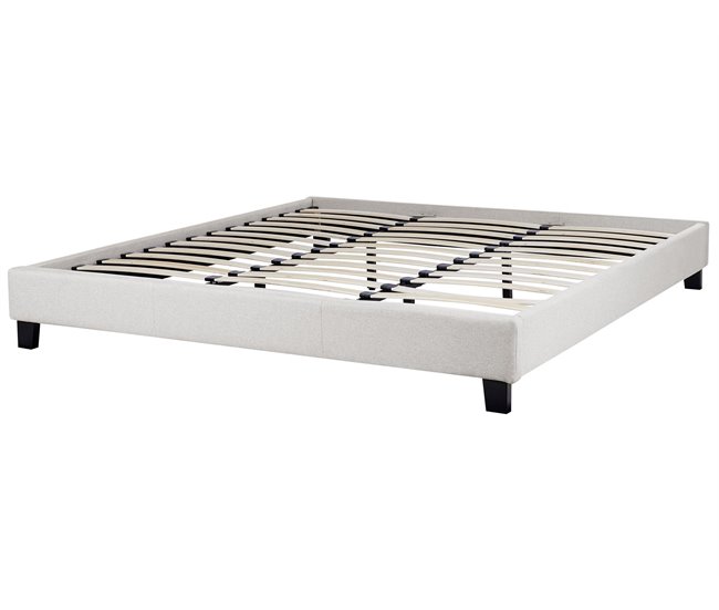 Beliani Cama com estrado Poliéster ROANNE 190x213 Cinza Claro