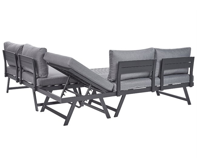 Beliani Conjunto lounge COCCORINO Cinza Escuro