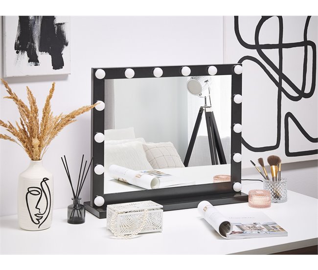 Beliani Espelho de maquilhagem BEAUVOIR 60x2 Branco