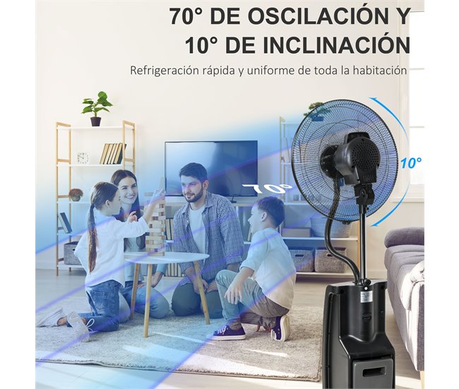 Ventoinha Nebulizadora 44,5x44,5x135 cm HOMCOM Preto