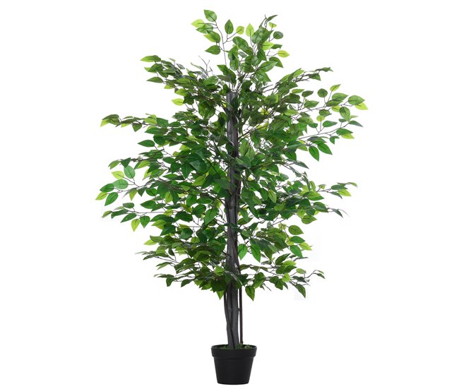 Árvore Artificial Ficus PE, PP, cimento e algodão lustroso Verde