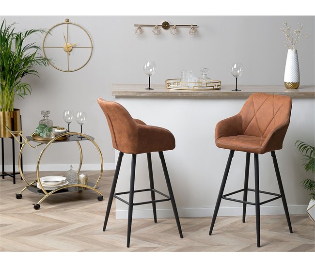 Beliani Silla de bar DARIEN Dourado