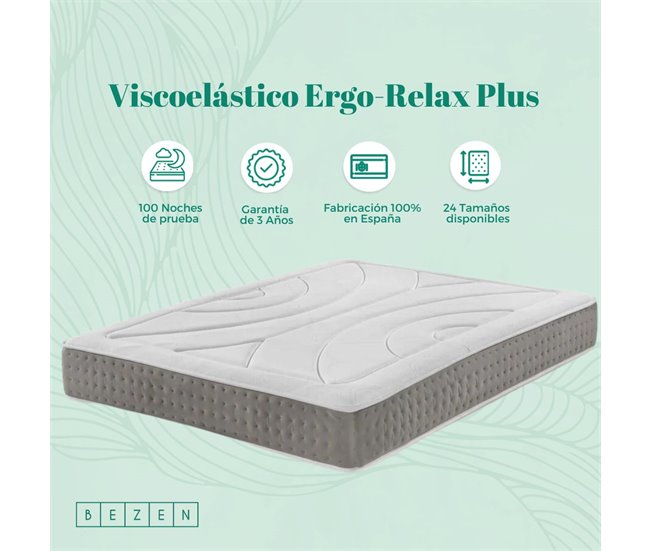 Colchão de espuma de memória Ergo-Relax Plus Bezen| Alta Firmeza | Memória ergonómica |Efeito Relax 