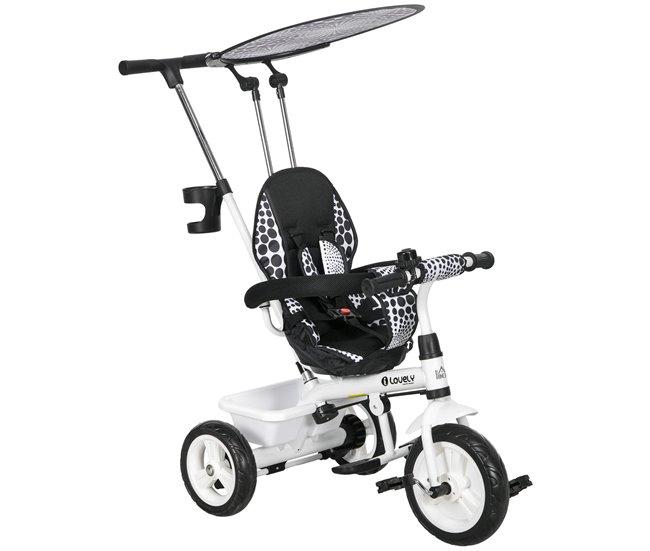 Triciclo para Bebês Metal, Plástico e Tecido de poliéster HOMCOM Branco