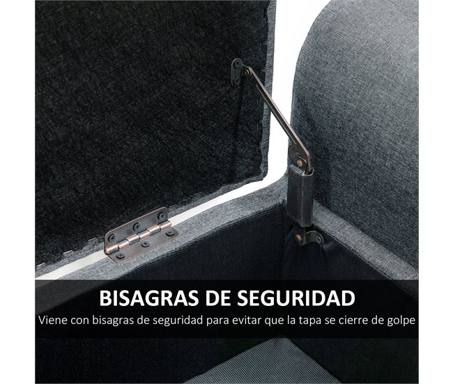 Banco para Pé de Cama Poliéster, Espuma e Madeira de Borracha Cinza