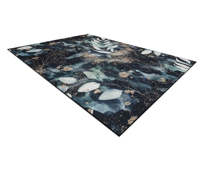 ANDRE 1336 Tapete Folhas antiderrapante 120x170 Azul/ Verde