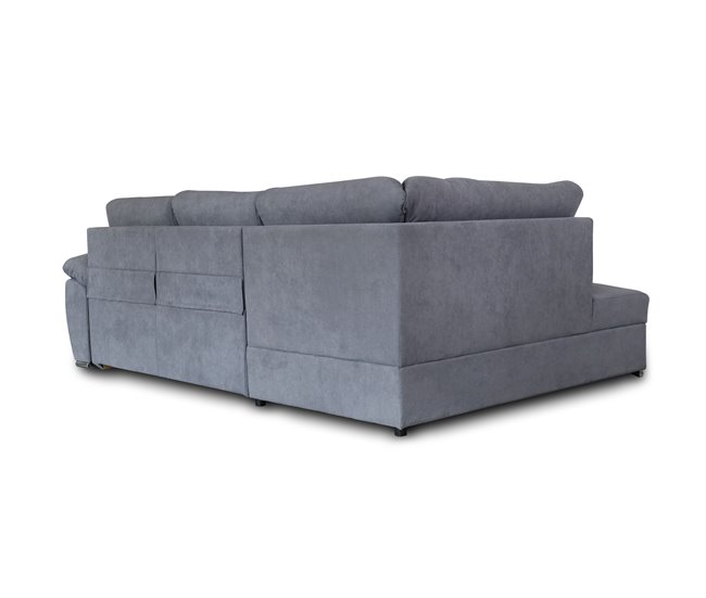 Sofá de canto KENDAL com cama e arca Cinza