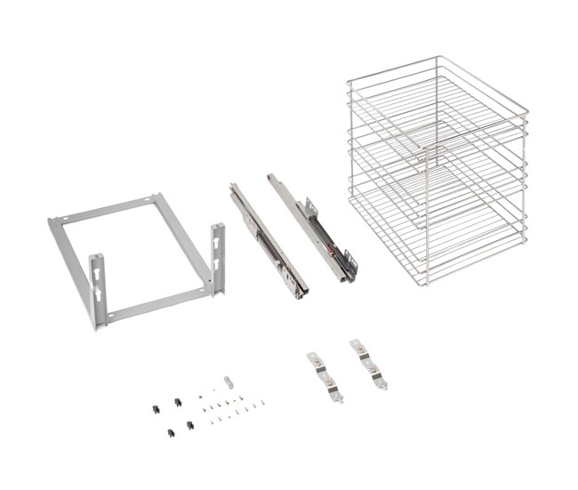 Módulo inferior de cozinha com carrinho removível Supra com fechamento suave Cinza