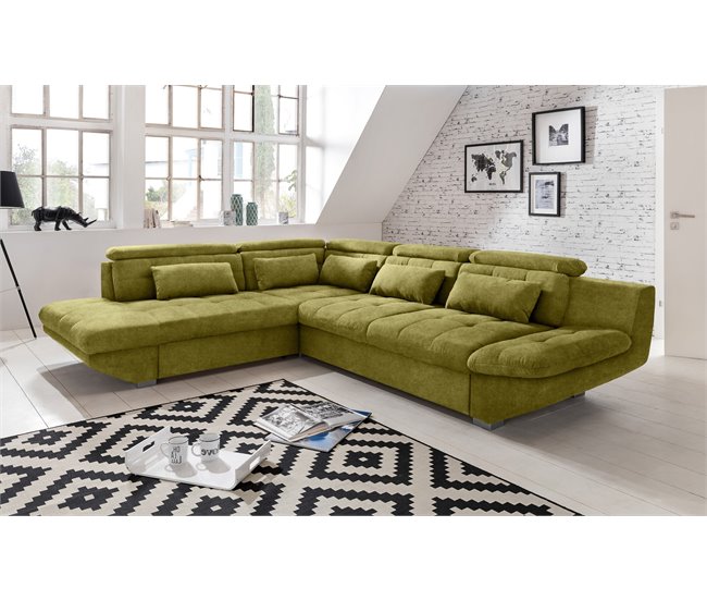 Sofá de canto conversível em cama ETERNITY Verde