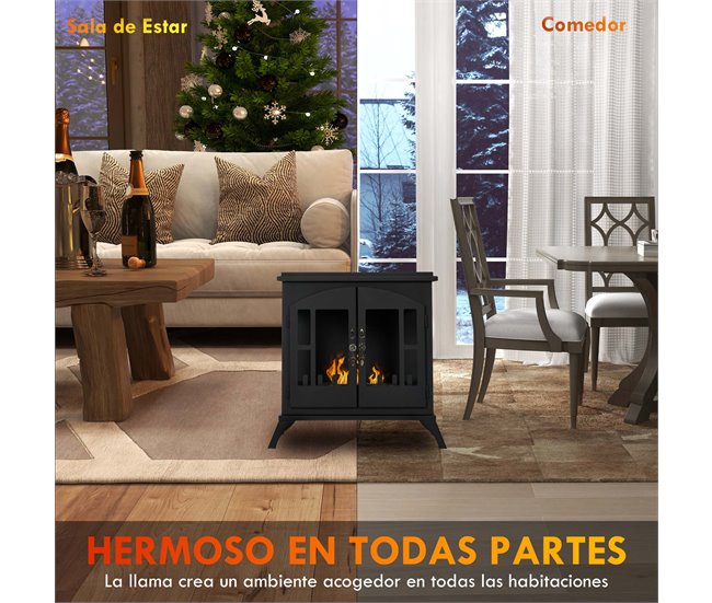 Lareira de Bioetanol Aço e aço inoxidável HOMCOM Preto