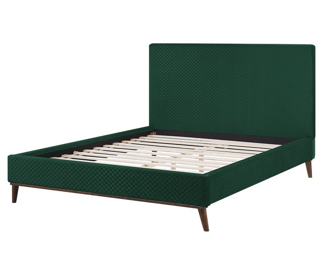 Beliani Cama com estrado Veludo BAYONNE 171x212 Cinza Claro
