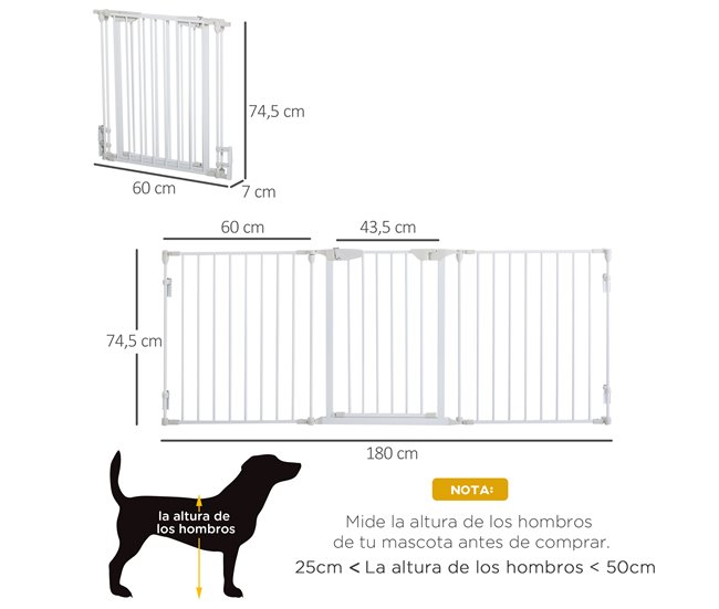 Barreira de Segurança Metal e Plástico PawHut Branco