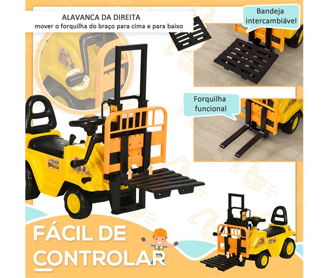 Carro Andador Empilhadeira PP e ABS HOMCOM Amarelo