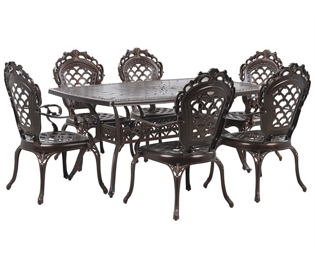 Beliani Conjunto de comedor LIZZANO Castanho