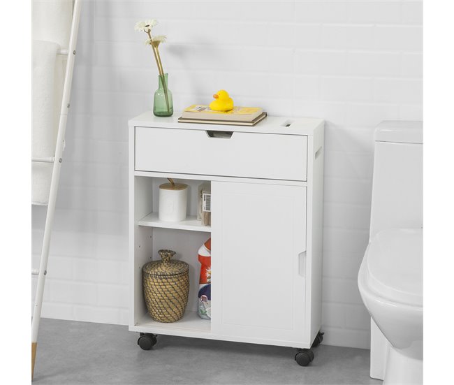 Armário utilitário de banho 2 portas e 1 gaveta BZR31-W SoBuy Branco
