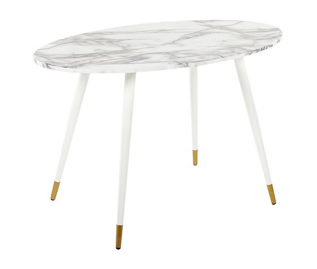 Beliani Mesa de jantar GUTIERE 70x120 Branco/ Bege