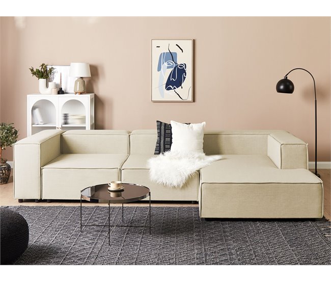 Beliani Chaise longue Linho APRICA Bege