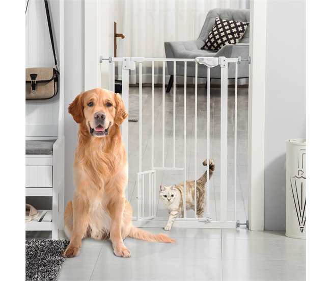 Barreira de Segurança para Cães Aço e plástico PawHut Branco