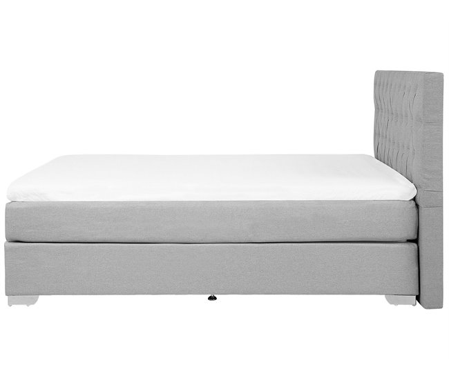 Beliani Cama continental Poliéster DUCHESS 191x211 Cinza Claro