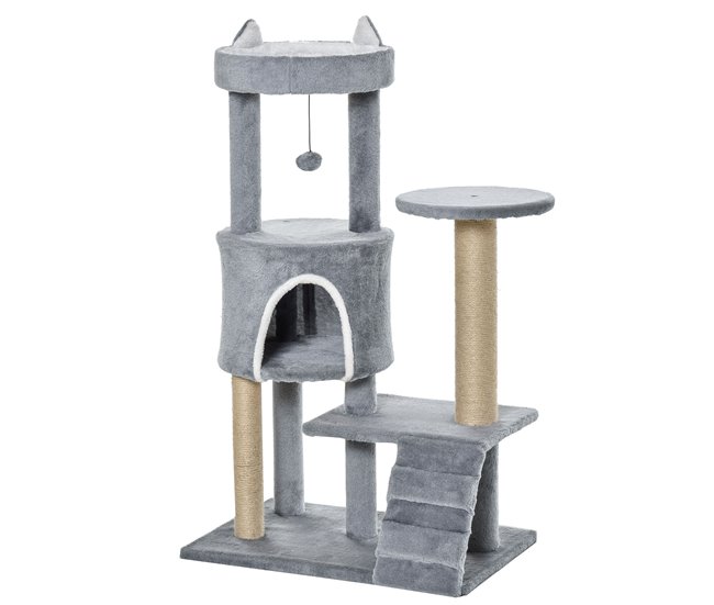Arranhador para Gatos Aglomerado, Juta e Pelúcia PawHut Cinza
