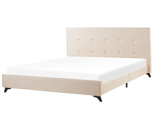 Beliani Cama com estrado Poliéster AMBASSADOR 192x216 Bege