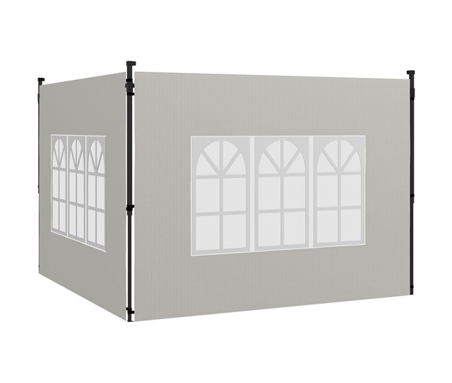 2 Paredes Laterais para Tendas PE e PVC Outsunny 293x193 Branco