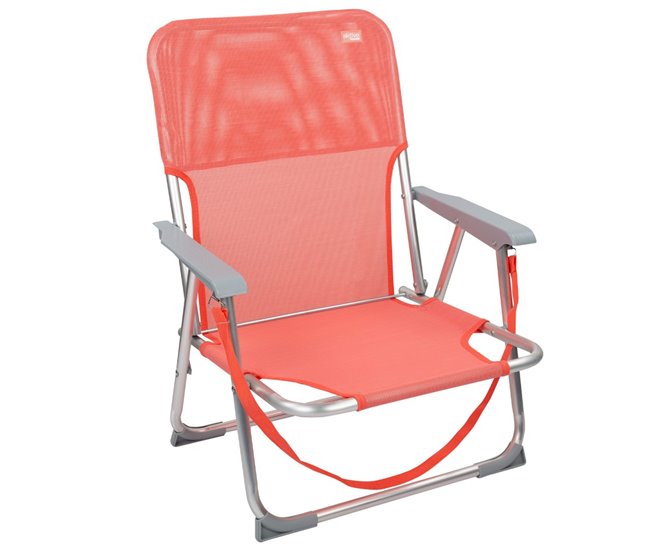 Aktive Conjunto de 2 cadeiras de praia dobráveis com encosto fixo Coral