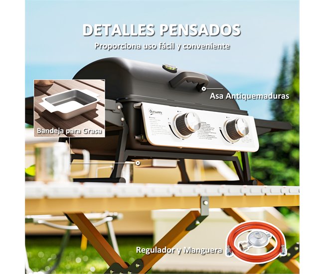 Barbecue a Gás Aço e ABS Outsunny Preto