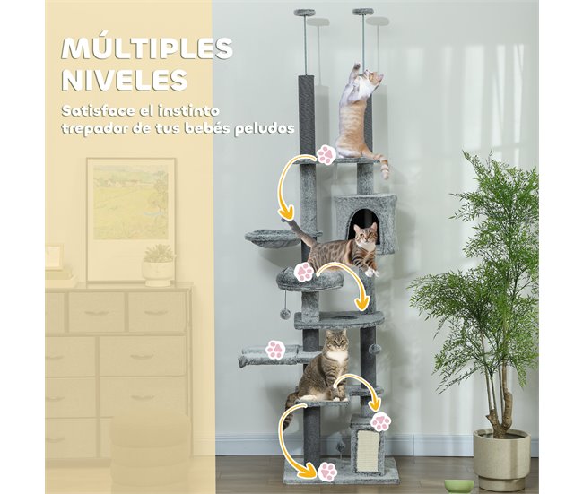 Arranhador para Gatos Aglomerado, Poliéster e Algodão PP PawHut Cinza